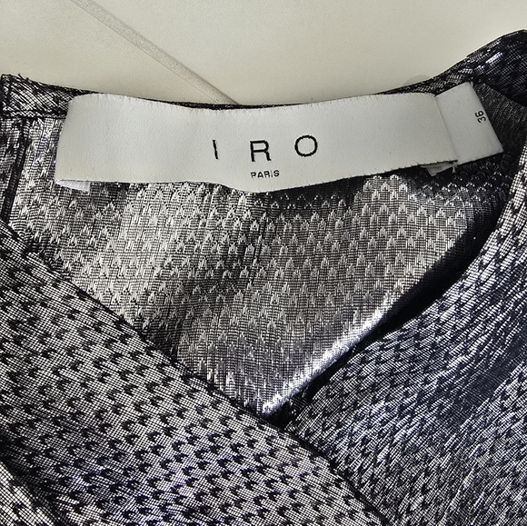 IRO Kinao Mini Dress - Shimmering Pewter Print - Size 36 - Picture 2 of 11